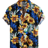 Korte Mouwen Bloemenpatroon Shirt voor Mannen