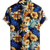 Korte Mouwen Bloemenpatroon Shirt voor Mannen