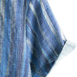 Retro Stijl Korte Mouwen Shirt met Blauwe Strepen voor Mannen
