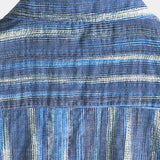 Retro Stijl Korte Mouwen Shirt met Blauwe Strepen voor Mannen
