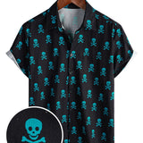 Katoenen Zomer T-shirt met Korte Mouwen voor Mannen met Punk Rock Skull Patroon