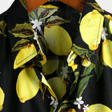 Hawaiiaanse korte mouwen katoenen shirt met gele citroenen voor mannen