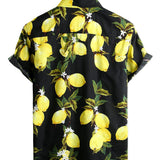 Hawaiiaanse korte mouwen katoenen shirt met gele citroenen voor mannen