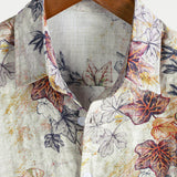 Korte Mouwen Katoenen Resort Overhemd met Botanische Aquarelprint voor Mannen