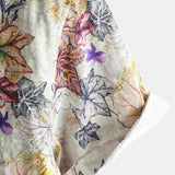 Korte Mouwen Katoenen Resort Overhemd met Botanische Aquarelprint voor Mannen