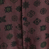 Klassieke Retro Korte Mouwen Katoenen Hemd met Geometrisch Patroon voor Mannen