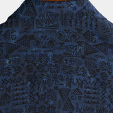 Korte Mouwen Boho Geometrische Tribal Shirt in Marineblauw voor Mannen