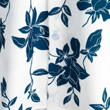 Heren Katoenen Blauw Bloemenoverhemd voor de Zomer met Knopen en Korte Mouwen