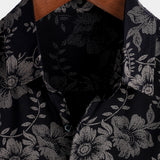 Hawaiiaanse Korte Mouwen Overhemd met Bloemenpatroon voor Mannen, Ademend, Kleur Marineblauw