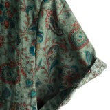 Vintage Korte Mouwen Katoenen Overhemd met Knopen in Retro Paisley Stijl Groen voor Mannen uit de Jaren '70