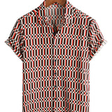 Katoenen Retro Zomer Overhemd met Korte Mouwen voor Mannen