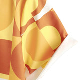 Retro Zomer Heren Overhemd van Katoen, Knopen, Oranje Vintage, Geometrisch, Disco, Strand, Koel, Korte Mouwen