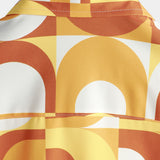 Retro Zomer Heren Overhemd van Katoen, Knopen, Oranje Vintage, Geometrisch, Disco, Strand, Koel, Korte Mouwen