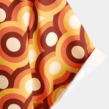 Oranje Heren Overhemd van Katoen in Retro Stijl uit de Jaren '70, Met Knop, Vintage, Geometrisch, Rond, Zomer, Met Korte Mouwen