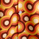 Oranje Heren Overhemd van Katoen in Retro Stijl uit de Jaren '70, Met Knop, Vintage, Geometrisch, Rond, Zomer, Met Korte Mouwen