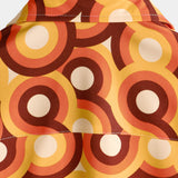 Oranje Heren Overhemd van Katoen in Retro Stijl uit de Jaren '70, Met Knop, Vintage, Geometrisch, Rond, Zomer, Met Korte Mouwen