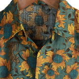 Zomer Hemd met Korte Mouwen in Retro Stijl met Zonnebloem Motief voor Mannen