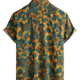 Zomer Hemd met Korte Mouwen in Retro Stijl met Zonnebloem Motief voor Mannen