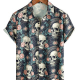 Katoenen Zomer T-shirt met Korte Mouwen voor Mannen met Punk Rock Skulls