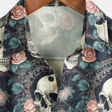 Katoenen Zomer T-shirt met Korte Mouwen voor Mannen met Punk Rock Skulls
