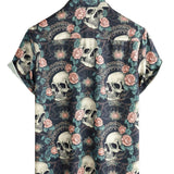Katoenen Zomer T-shirt met Korte Mouwen voor Mannen met Punk Rock Skulls