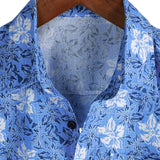 Katoenen Shirt met Tropisch Bloemenpatroon voor Mannen met Korte Mouwen