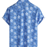 Katoenen Shirt met Tropisch Bloemenpatroon voor Mannen met Korte Mouwen