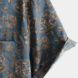 Mannelijk Katoenen Overhemd met Vintage Retro Paisley Bloemenpatroon uit de Jaren '70 met Knopen en Korte Mouwen voor het Strand