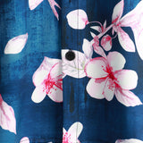 Casual Overhemd met Korte Mouwen met Bloemenpatroon voor Mannen, Knopen, Kentkraag, Marineblauw, Zomer