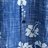 Hawaiiaanse Katoenen Overhemd voor Mannen met Korte Mouwen en Knopen in Blauw Bloemenpatroon