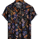 Korte Mouwen Katoenen Boho Shirt met Bloemenpatroon voor Mannen