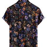 Korte Mouwen Katoenen Boho Shirt met Bloemenpatroon voor Mannen