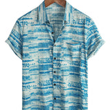 Retro herenoverhemd met korte mouwen “Jantar” – blauw
