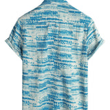 Retro herenoverhemd met korte mouwen “Jantar” – blauw