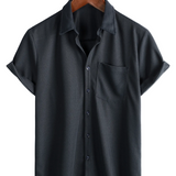 Korte Mouwen Katoenen Overhemd met Knopen voor Mannen, Casual Stijl, Losse Pasvorm, Strand