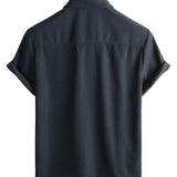 Korte Mouwen Katoenen Overhemd met Knopen voor Mannen, Casual Stijl, Losse Pasvorm, Strand