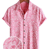 Hawaiiaanse Korte Mouwen Overhemd voor Mannen met Roze Knopen