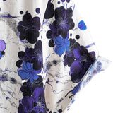 Heren Katoenen Retro Overhemd Blauw met Bloemen voor de Zomer met Korte Mouwen
