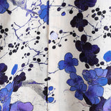 Heren Katoenen Retro Overhemd Blauw met Bloemen voor de Zomer met Korte Mouwen