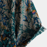 Heren Korte Mouwen Katoenen Retro Shirt met Bloemenpatroon, Ademend