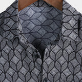Korte Mouwen Katoenen Overhemd met Pocket in Retro Geometrisch Patroon voor Mannen