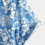 Aloha Overhemd met Korte Mouwen in Blauwe Tropische Bloemenprint voor Mannen