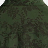 Heren Vintage Hawaiian Shirt met Korte Mouwen, Groene Bloemen voor Vakantie op het Strand