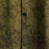 Heren Katoenen Vintage Bloemen Overhemd Groen Korte Mouwen Coole Retro Zomer 70s