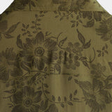 Heren Katoenen Vintage Bloemen Overhemd Groen Korte Mouwen Coole Retro Zomer 70s