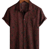 Zomer Katoenen Retro Boho Bloemen Overhemd voor Mannen