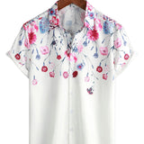 Katoenen Bloes met Bloemenpatroon voor Mannen, Zomer T-shirt met Korte Mouwen