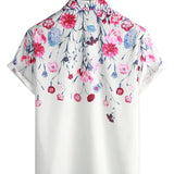 Katoenen Bloes met Bloemenpatroon voor Mannen, Zomer T-shirt met Korte Mouwen
