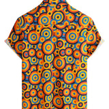 Vintage Overhemd met Geometrisch Patroon in Oranje uit de Jaren '70 voor Mannen met Knopen