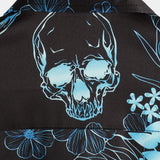 Korte Mouwen Katoenen Overhemd met Skull Bloemen Knopen Blauw Casual voor Mannen